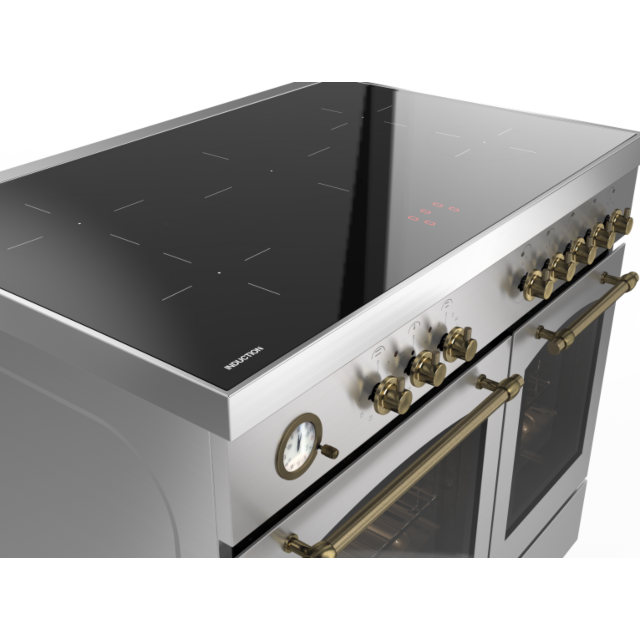Fratelli 700220 Stainless Steel, 900mm Twin Oven (60/30) Range Cooker with Induction Top in Stainles