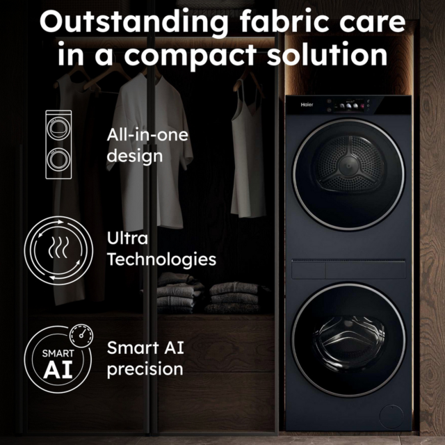 Haier CCE L02LU1-UK Washer Dryer Tower 10kg/8kg