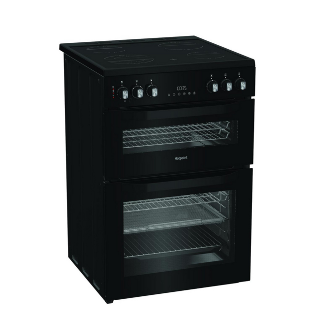 Hotpoint HDE6VDCASB1 50cm Double Oven Cooker Black