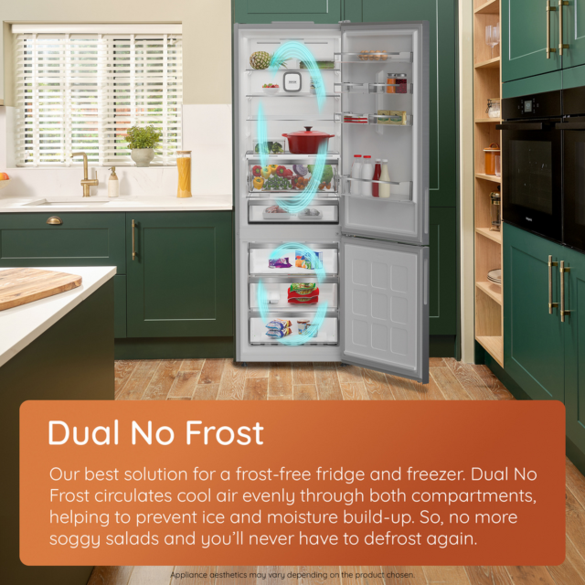 Hotpoint 66.1cm Dual No Frost Fridge Freezer Pet Inox