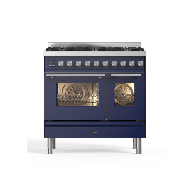 ILVE PD096WE3/MB Midnight Blue, Roma 90cmTwin 60 / 30 6 Gas Burners Midnight Blue
