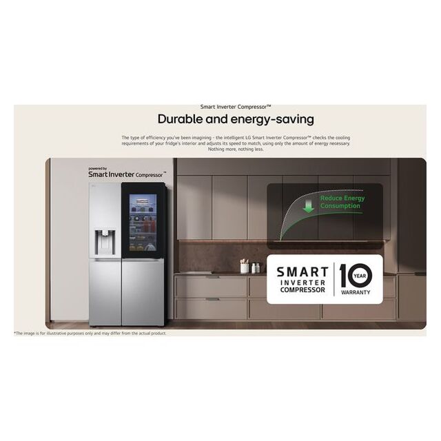 LG GSXE91BSAD Side By Side 91.3cm Non Plumbed - Fridge Freezer - Brushed Steel