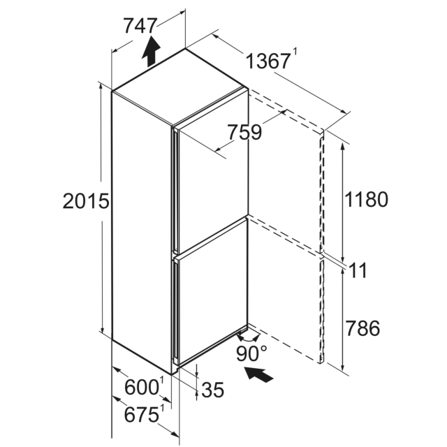 Liebherr CNSFA7723 70/30 Silver No Frost Fridge Freezer