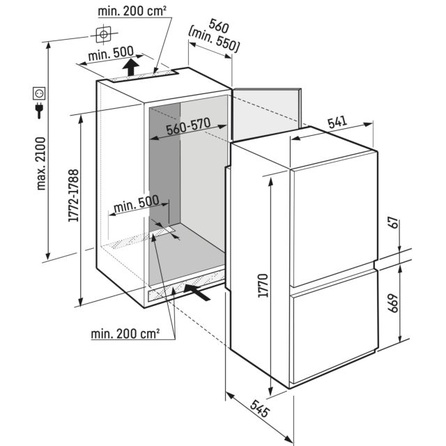 Liebherr ICSE5103 54.1cm 70/30 Integrated SmartFrost Fridge Freezer