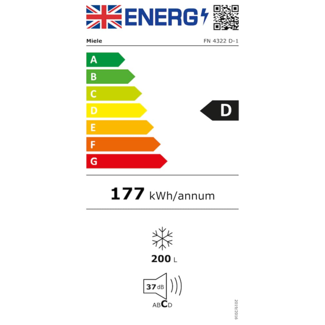 Miele FN4322DWS-1WH wh, 145x60cm, D Energy Rating, Extremely quiet (37dB), 5 drawers including XXL b