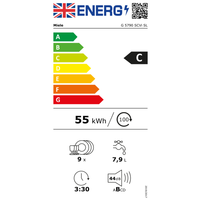 Miele G5790SCVI , Cutlerytray,Cenergyrating,44db,QuickPowerWash,flexiblebaskets,7programmeswithshort