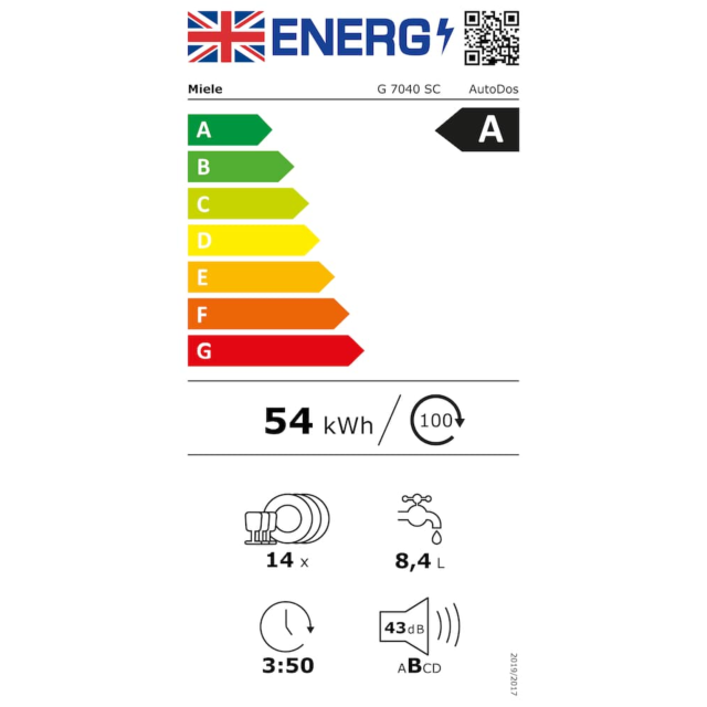 Miele G7040SCWH Wh, AutoDos with PowerDisk, WiFi, A Energy Rating, 6l water, 43dB, QuickPowerWash, A