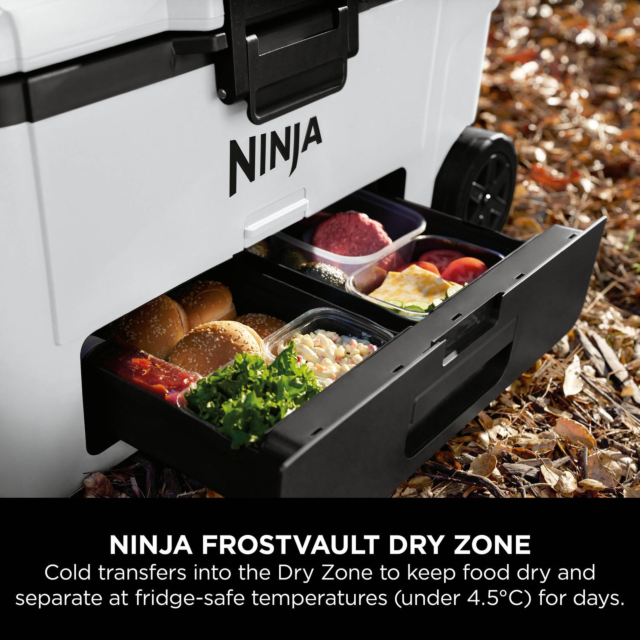 Ninja FB265EUUKWH Ninja FrostVault 65QT/61L Wheeled Cooler with Dry Zone - Cloud White | Ninja | Brands | Euronics Site