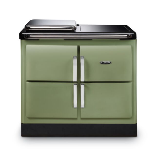 Rayburn RRE100-3IOLI OLIVINE Fully electric, two zone induction, one boiling/simmer plate, 3 ovens