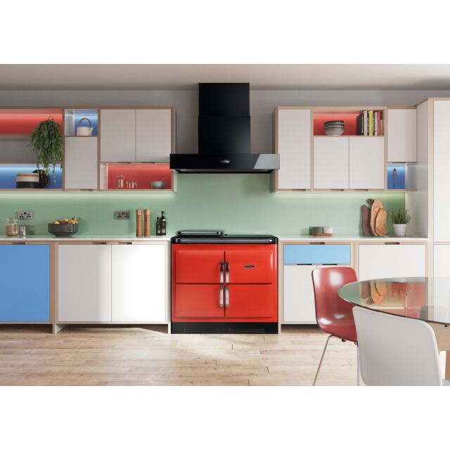 Rayburn RRE100-3ITOM TOMATO Fully electric, two zone induction, one boiling/simmer plate, 3 ovens