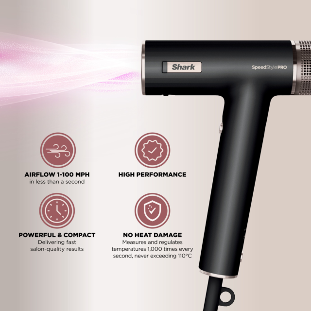Shark HD731UK SpeedStyle Pro 3-in-1 High-Velocity Hair Dryer System - Black