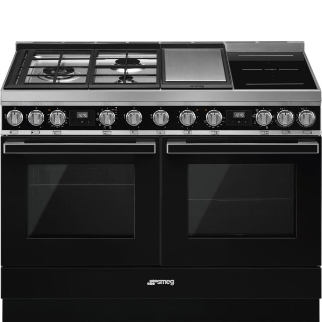 Smeg CPF120IGMPBL black, 120cm Portofino Dual Fuel Range Cooker Black