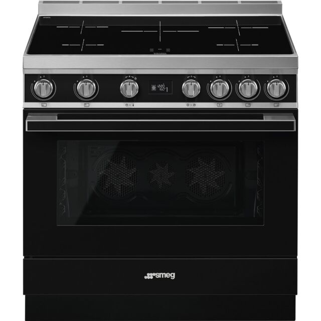 Smeg CPF9IPBL black, 90cm Portofino Electric Range Cooker Black