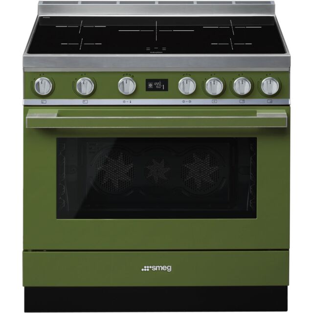 Smeg CPF9IPOG Olive Green, 90cm Portofino Electric Range Cooker Olive Green