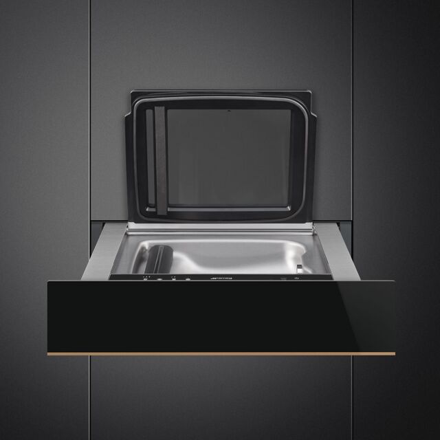 Smeg 15cm Height Dolce Stil Novo Vacuum Drawer Black Glass