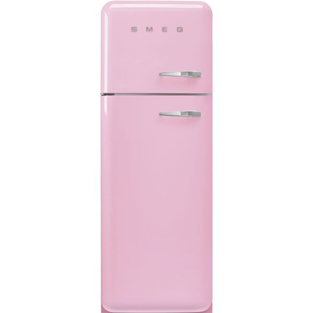 Smeg FAB30LPK5 pink, 60cm 50s Style Left Hand Hinge Freezer over Fridge Pink