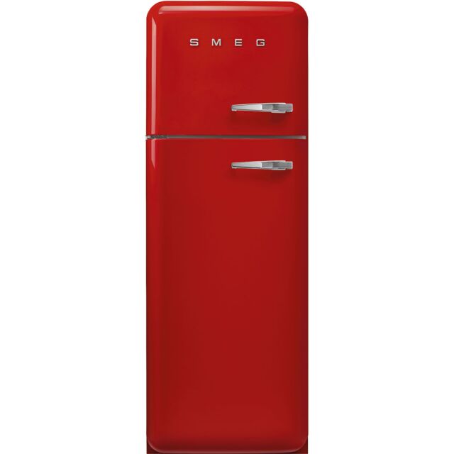 Smeg FAB30LRD5UK red, 60cm 50s Style Left Hand Hinge Freezer over Fridge Red