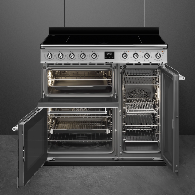 Smeg SY93I-1 Stainless Steel, 90cm Symphony Electric Range Cooker Eclipse Glass