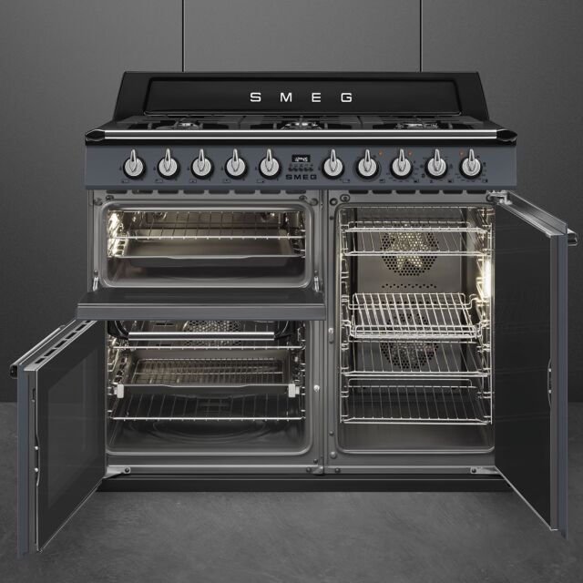 Smeg TR103GR Slate Grey, 100cm Victoria Dual Fuel Range Cooker Slate Grey