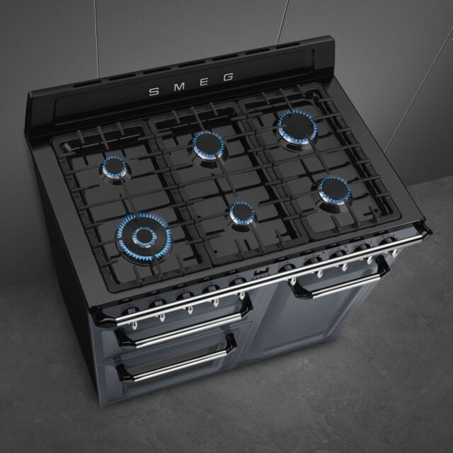 Smeg TR103GR Slate Grey, 100cm Victoria Dual Fuel Range Cooker Slate Grey