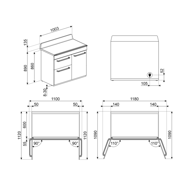 Smeg TR103IP2 cream, 100cm Victoria Electric Range Cooker Cream
