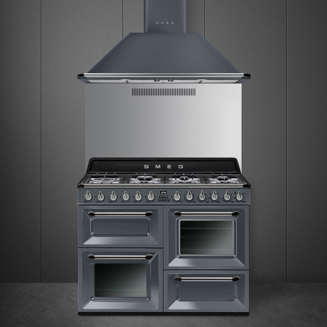 Smeg TR4110GR 110cm Dual Fuel Rangecooker with Triple Oven and Gas Hob - Slate Grey