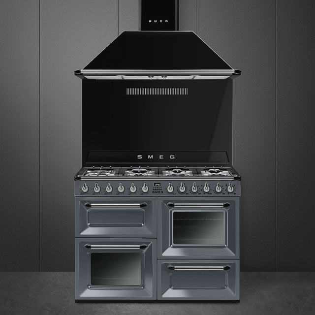 Smeg TR4110GR 110cm Dual Fuel Rangecooker with Triple Oven and Gas Hob - Slate Grey