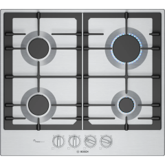Bosch PCP6A5I90 Brushed steel, 60cm, 4 burners, Optimised FlameSelect
