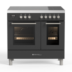Fratelli 700110 Anthracite/Chro, 900mm Twin Oven (60/30) Range Cooker with Induction Top in Anthraci