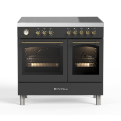 Fratelli 700210 Anthracite/Bras, 900mm Twin Oven (60/30) Range Cooker with Induction Top in Anthraci