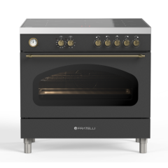 Fratelli 700230 Anthracite/Bras, 900mm Single Maxi Oven Range Cooker with Induction Top in Anthracit