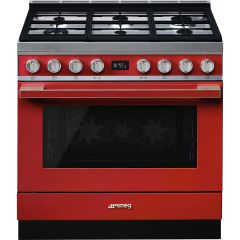 Smeg CPF9GPR red, 90cm Portofino Dual Fuel Range Cooker Red