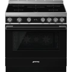 Smeg CPF9IPBL black, 90cm Portofino Electric Range Cooker Black