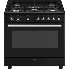 Smeg Concert CX91GMBL 90cm Dual Fuel Range Cooker wtih Gas Hob - Black 