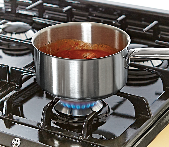 The gas hob on the AGA 60.
