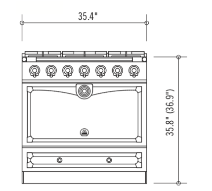 Front Dimensions. 35.4 inches wide. 35.8 inches tall.